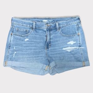 Old Navy Boyfriend Short Mid Rise Denim Shorts Rolled Cuff